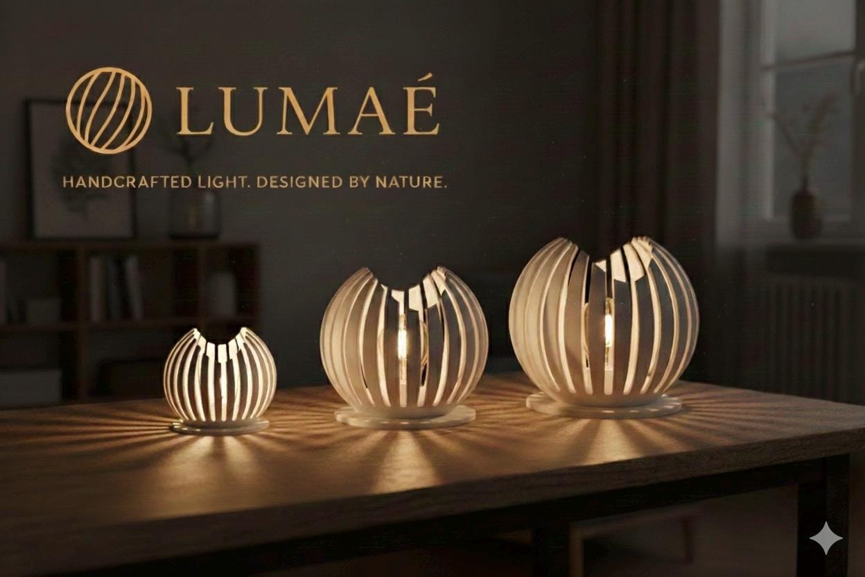 LUMAÉ Design-Leuchte – Organische Skulptur aus dem 3D-Druck | Mini, Medio & Grande | Minimalistische Deko