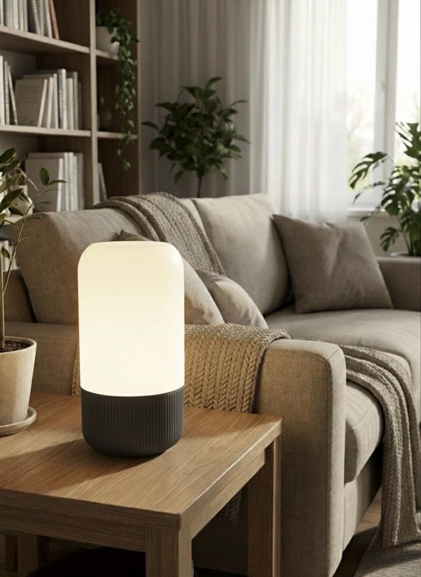 EMBER Design-Tischlampe – Minimalistisches 2-Teiler Design | Scandi & Japandi Stil | 3D-Druck E14