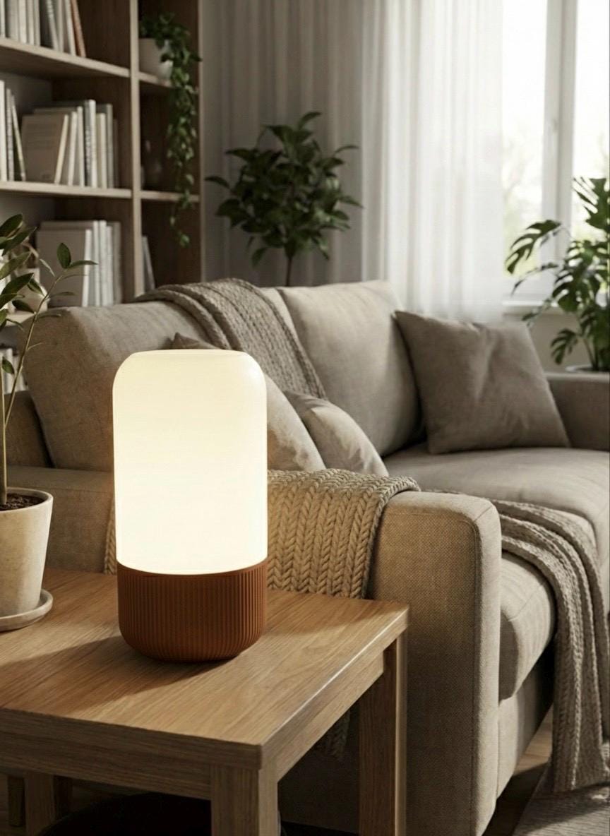 EMBER Design-Tischlampe – Minimalistisches 2-Teiler Design | Scandi & Japandi Stil | 3D-Druck E14