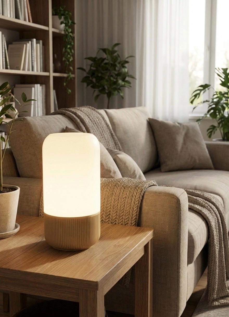 EMBER Design-Tischlampe – Minimalistisches 2-Teiler Design | Scandi & Japandi Stil | 3D-Druck E14